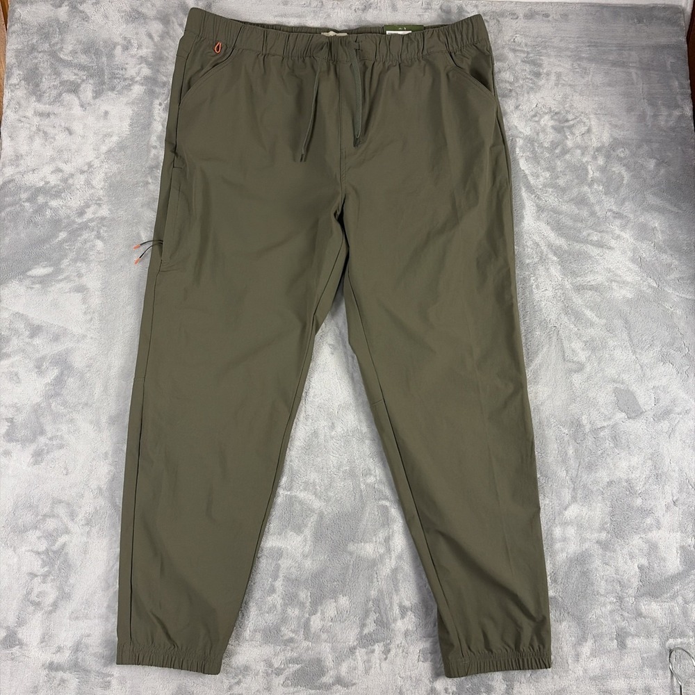 Lake & Trail Pants Mens 2XL Green Lightweight Hiking Elastic Waist Pocket NWT!